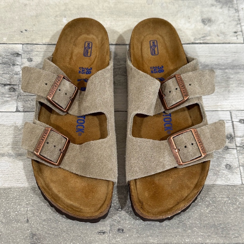 Birkenstock Women’s Arizona Soft Footbed Suede Leather Taupe Sz-7-7.5.US / 38.EU - Picture 2 of 7